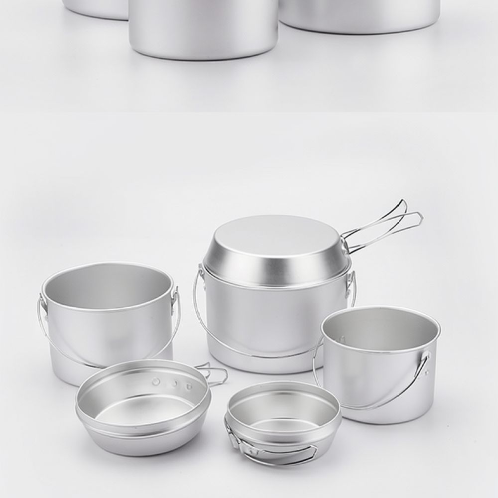 Camping Cooking Set Compact - Przenośny, aluminiowy zestaw naczyń kuchennych do