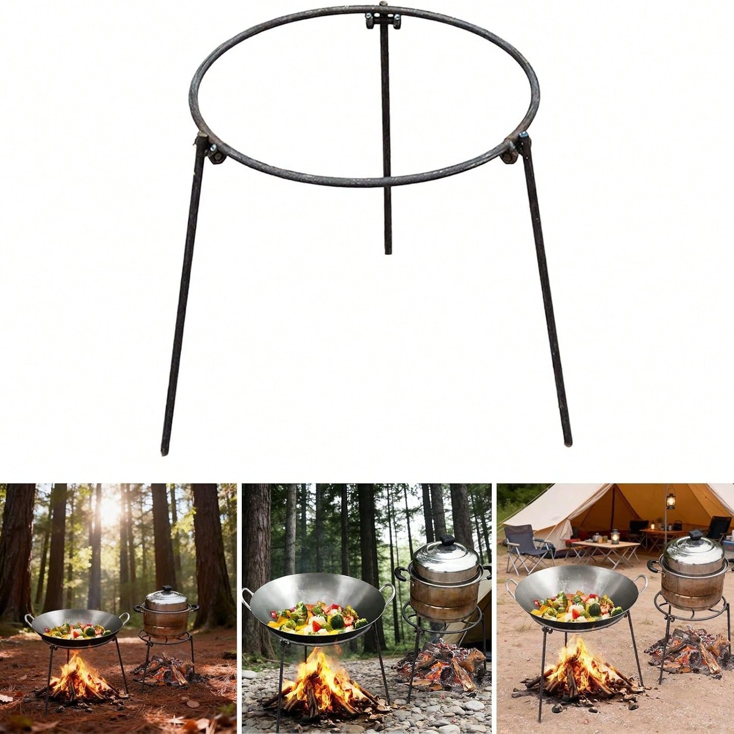 Campfire Cooking - Przenośny statyw kempingowy z regulowanymi nogami,