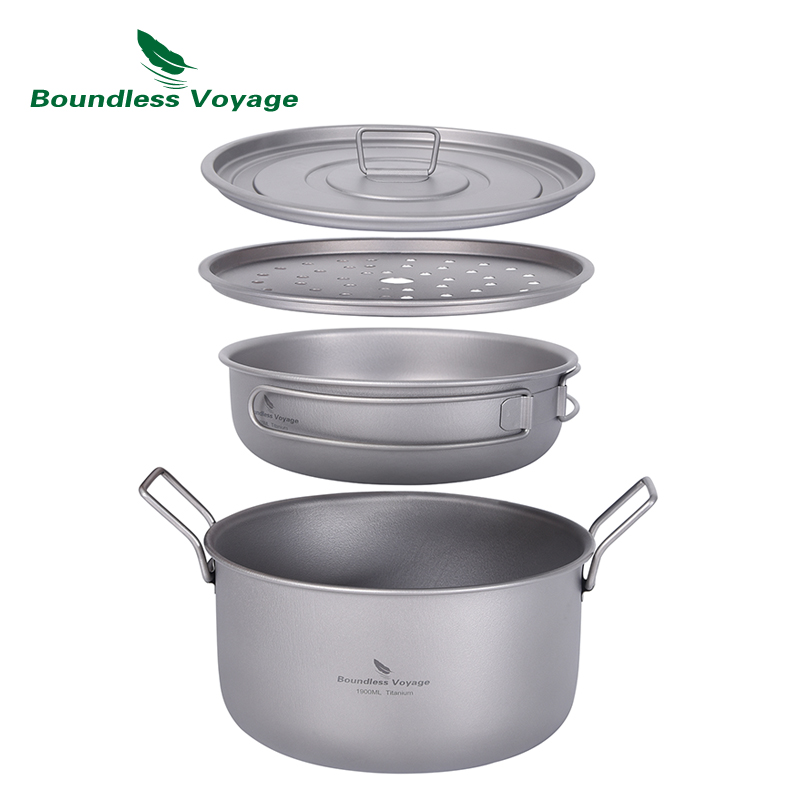 Camping Cooking Pot With Lid - Boundless Voyage Camping garnek do gotowania