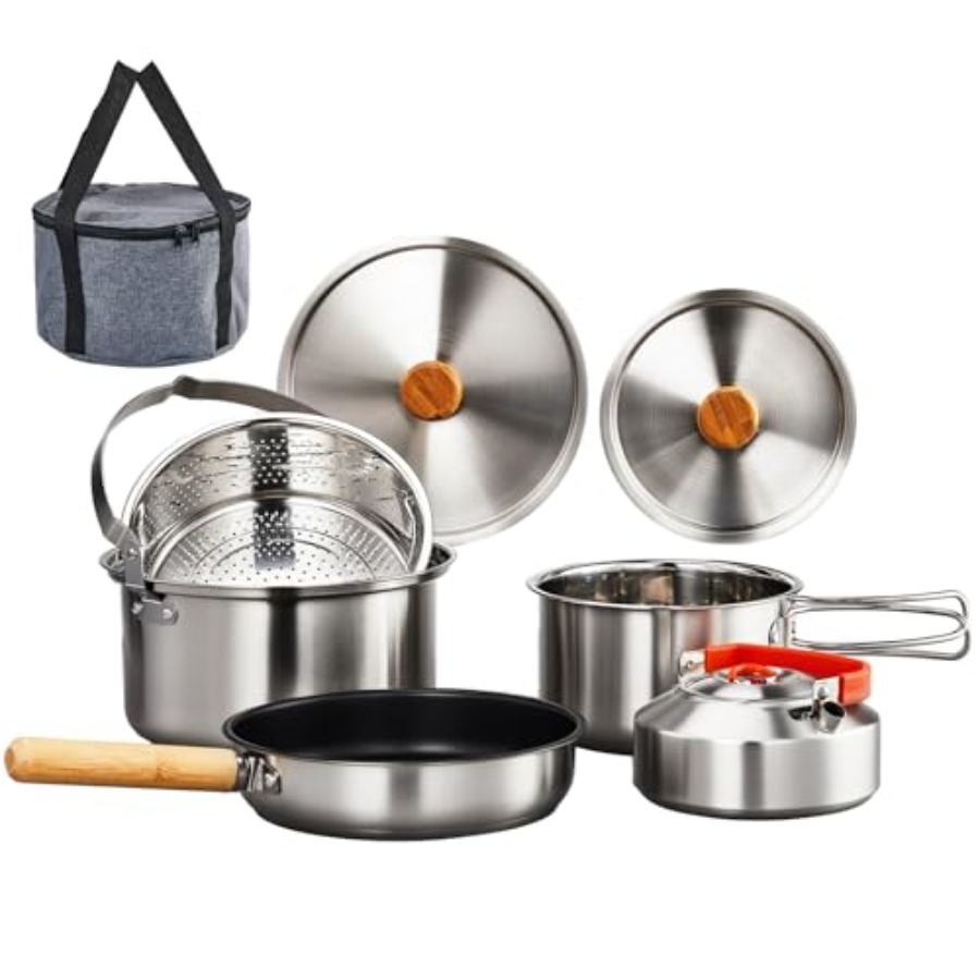 Zestaw naczyń kempingowych, le – Nesting Camping Cooking Set recenzja i cena
