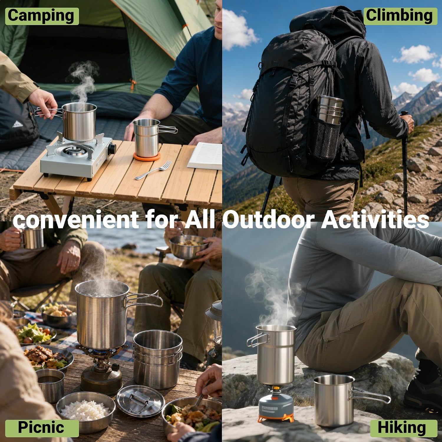 Składane kubki kempingowe, nac – Camping Cooking Pot With Lid recenzja i cena