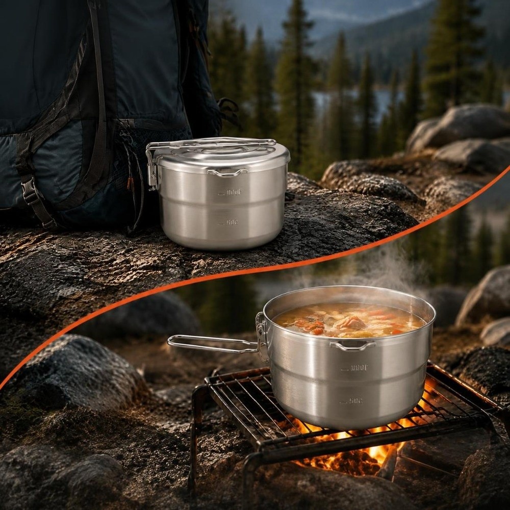 Przenośny garnek kempingowy o  – Camping Cooking Pot With Lid recenzja i cena