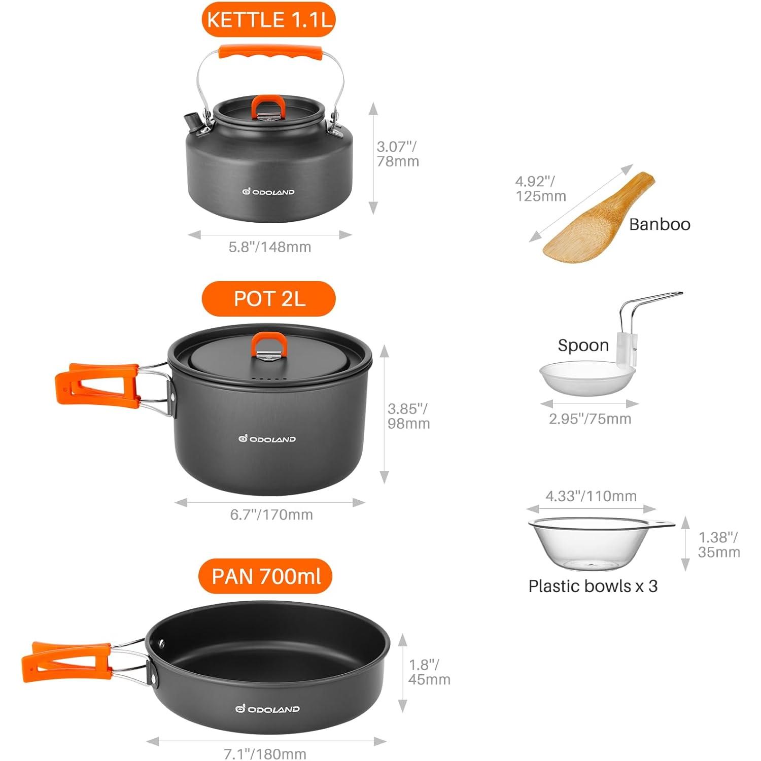 Odoland 10-częściowy zestaw na – Camping Cooking Set 2 Person recenzja i cena